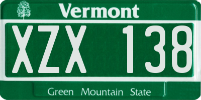 VT license plate XZX138
