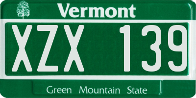 VT license plate XZX139