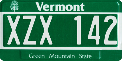 VT license plate XZX142