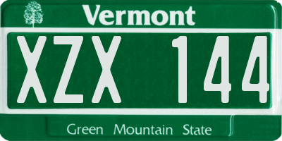 VT license plate XZX144
