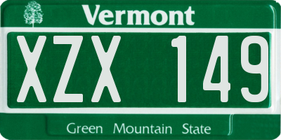 VT license plate XZX149