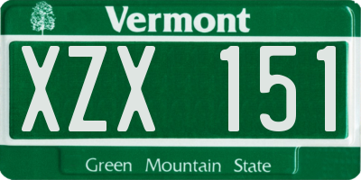 VT license plate XZX151