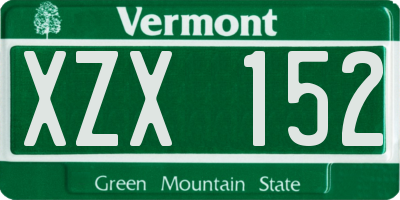 VT license plate XZX152