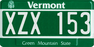 VT license plate XZX153