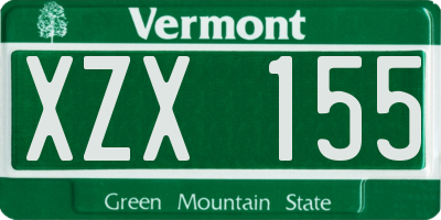 VT license plate XZX155