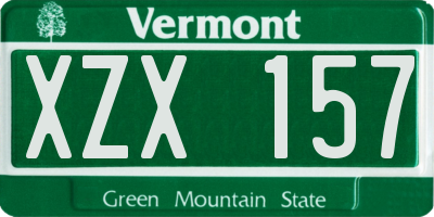 VT license plate XZX157