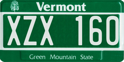 VT license plate XZX160
