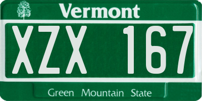 VT license plate XZX167