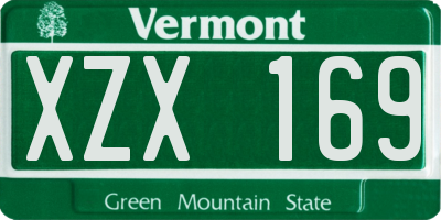 VT license plate XZX169