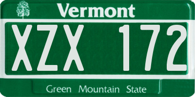 VT license plate XZX172