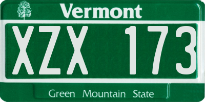 VT license plate XZX173