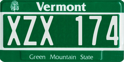 VT license plate XZX174