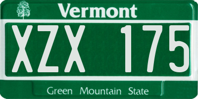 VT license plate XZX175