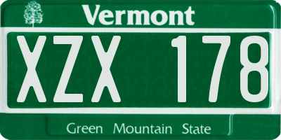 VT license plate XZX178