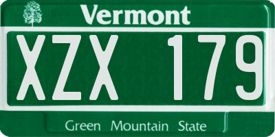 VT license plate XZX179