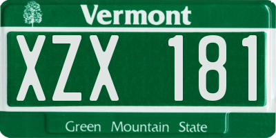 VT license plate XZX181