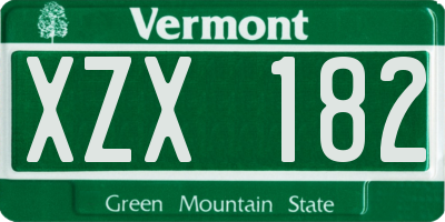 VT license plate XZX182