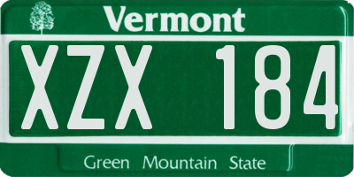 VT license plate XZX184
