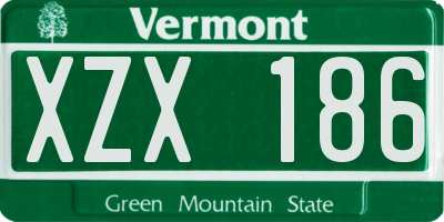 VT license plate XZX186
