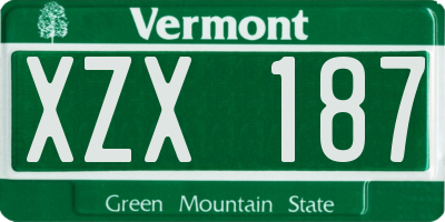 VT license plate XZX187