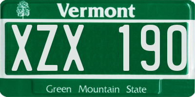 VT license plate XZX190
