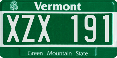 VT license plate XZX191