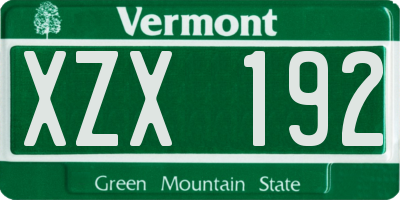VT license plate XZX192