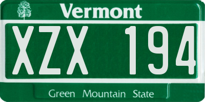 VT license plate XZX194