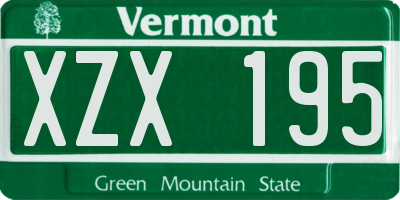 VT license plate XZX195