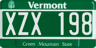 VT license plate XZX198