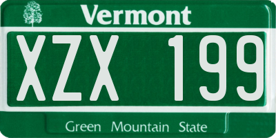 VT license plate XZX199