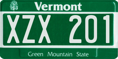 VT license plate XZX201