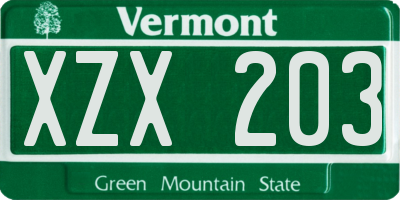 VT license plate XZX203