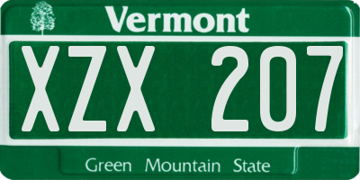 VT license plate XZX207