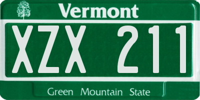VT license plate XZX211