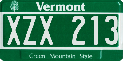 VT license plate XZX213
