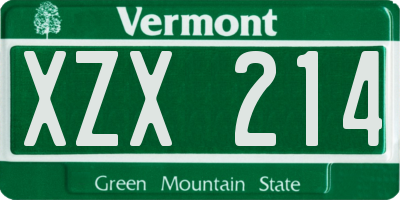 VT license plate XZX214