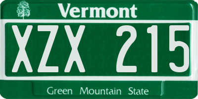 VT license plate XZX215