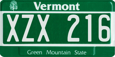 VT license plate XZX216