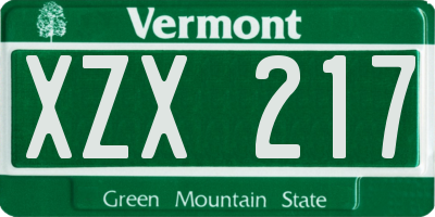 VT license plate XZX217