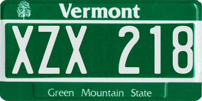VT license plate XZX218