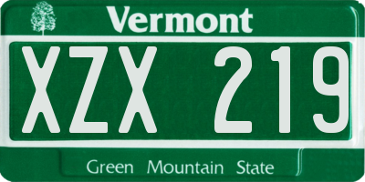VT license plate XZX219