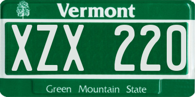 VT license plate XZX220