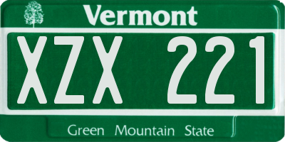 VT license plate XZX221