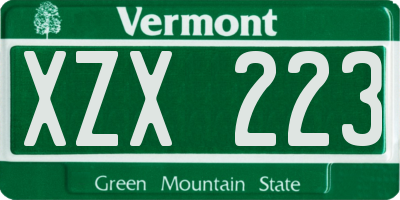 VT license plate XZX223