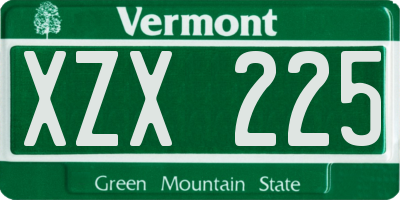 VT license plate XZX225