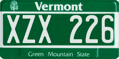 VT license plate XZX226