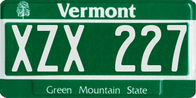 VT license plate XZX227