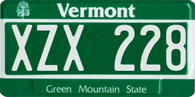 VT license plate XZX228