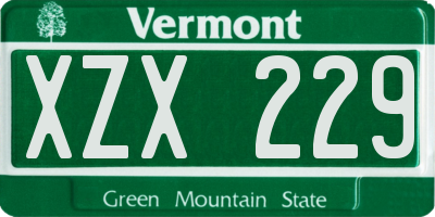 VT license plate XZX229